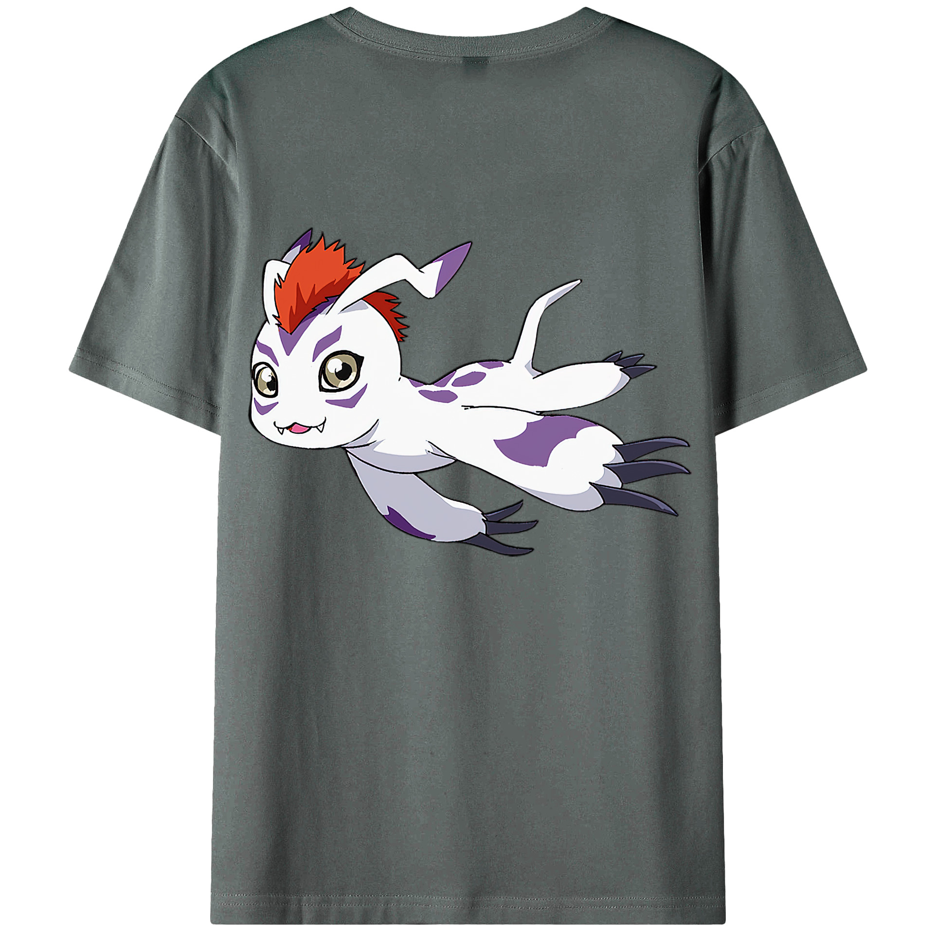 （画像用） Digimon デジタルモンスター/デジモン 綿100％ メンズ半袖Tシャツ（バックプリント） 通気性